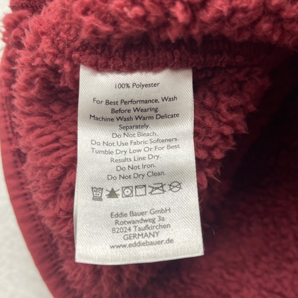 Eddie Bauer Quest Plush Full Zip Hoodie Womens Medium Burgundy Sherpa Jacket - Picture 6 of 9